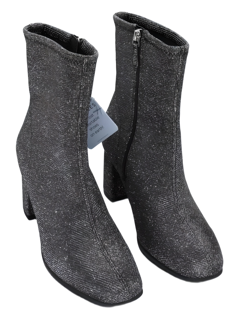Aerosoles Miley Gunmetal Metallic Textile Ankle Boots 3" Block Heel Size 6